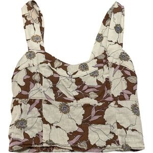 Abercrombie & Fitch Floral Crop Top in Brown and Cream